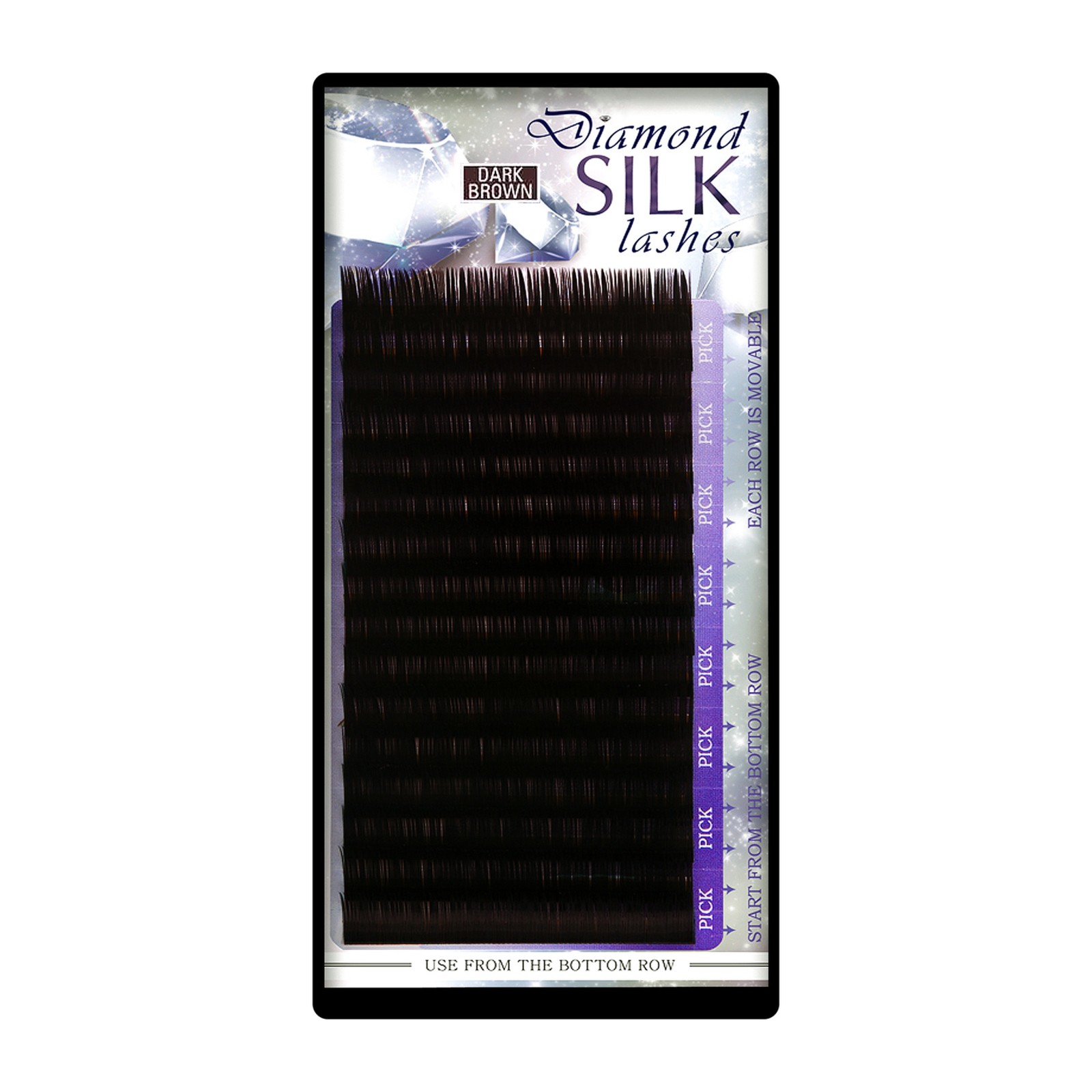 Diamond Silk Lashes Dark Brown -  10 mm, C, 0,12 mm